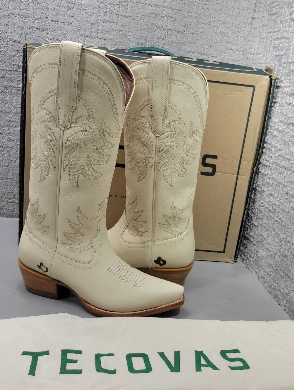 Tecovas The Annie Women's Size US 7B Bone Cowhide Leather Cowgirl 14" Boots - Picture 8 of 13